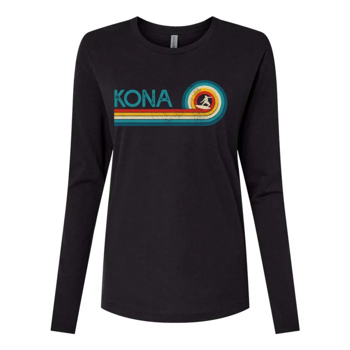 Kona Hawaii Surf Vintage Beach Surfer Surfing Gift Womens Cotton Relaxed Long Sleeve T-Shirt