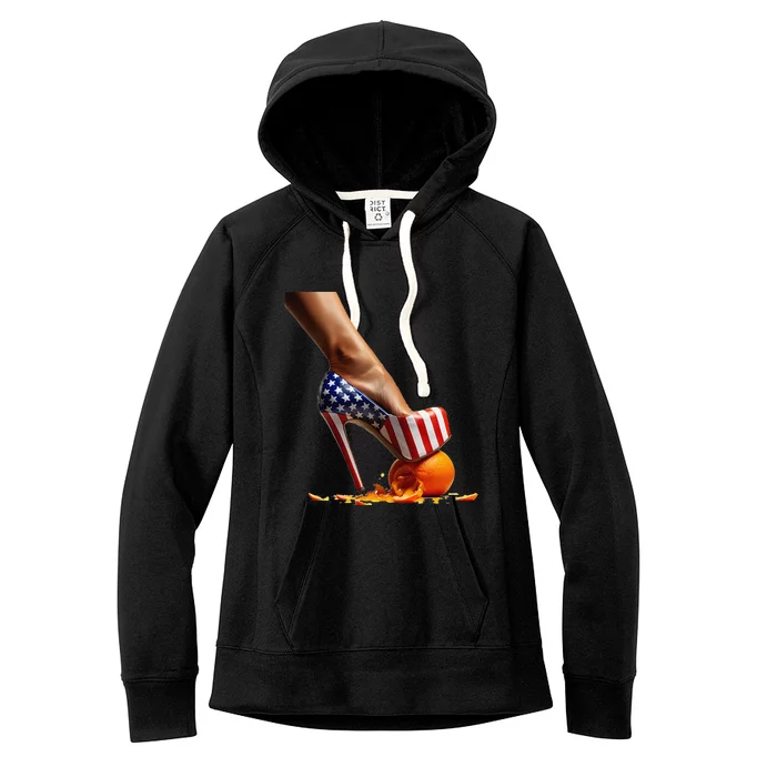 Kamala Heels Stepping On Orange Gift Women's Fleece Hoodie