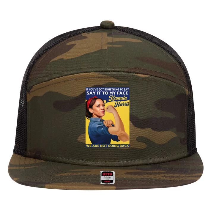 Kamala Harris Say It To My Face 7 Panel Mesh Trucker Snapback Hat