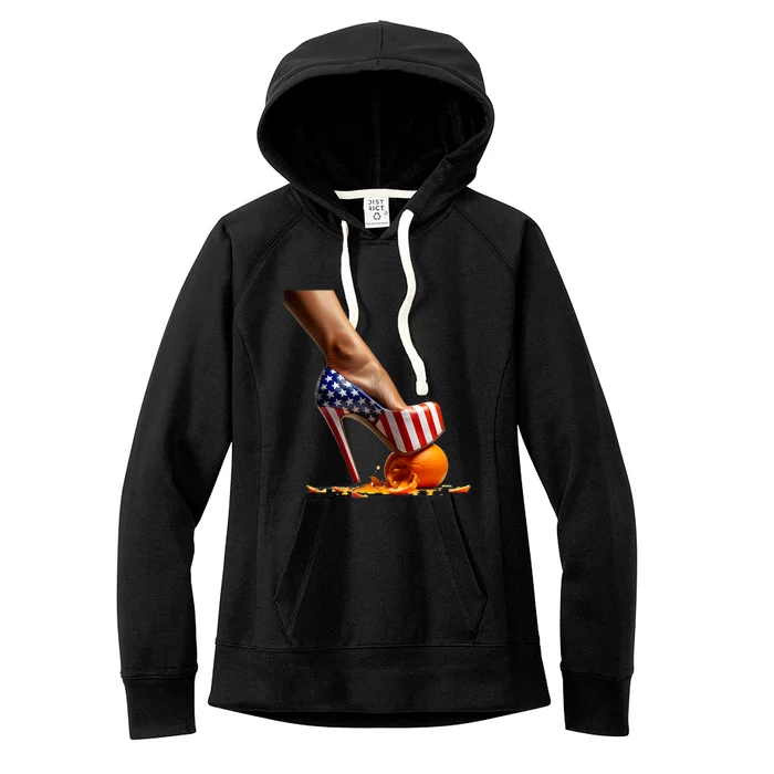 Kamala Heels Stepping On Orange Women's Fleece Hoodie