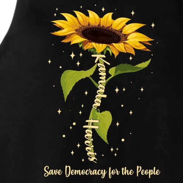 Kamala Harris Save Democracy For The People Sunflower Ladies Tri-Blend Wicking Tank