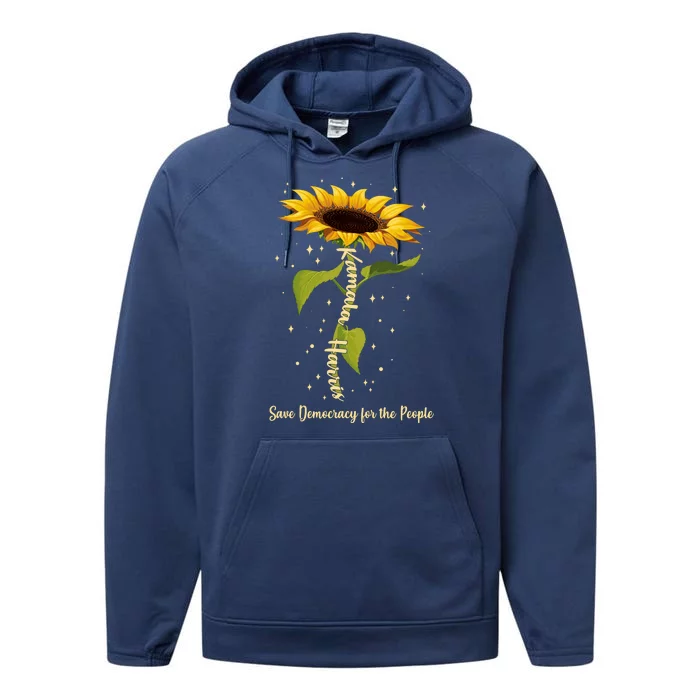 Kamala Harris Save Democracy For The People Sunflower Performance Fleece Hoodie