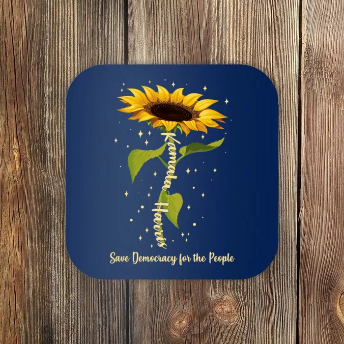 Kamala Harris Save Democracy For The People Sunflower Coaster