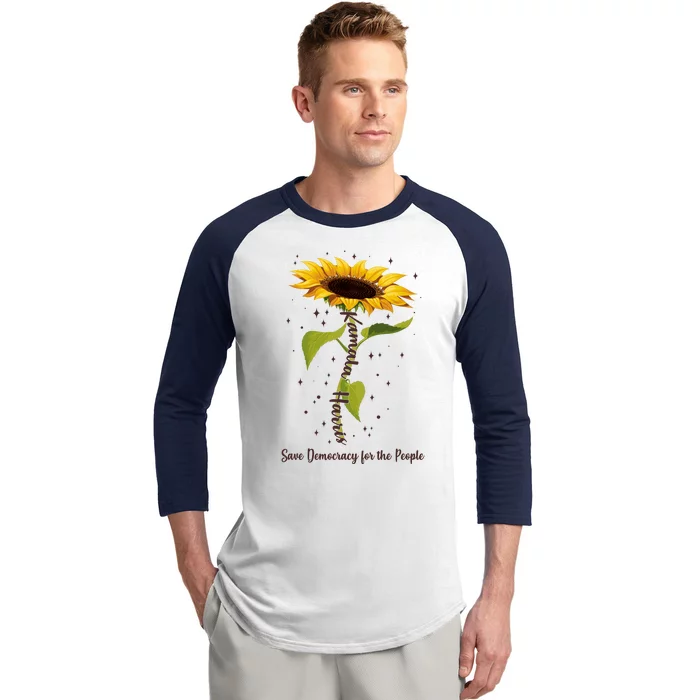 Kamala Harris Save Democracy For The People Sunflower Baseball Sleeve Shirt