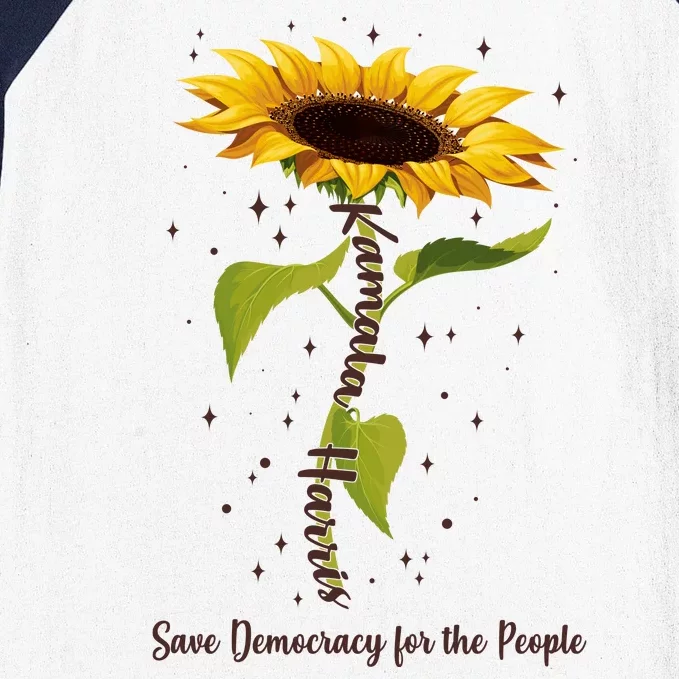 Kamala Harris Save Democracy For The People Sunflower Baseball Sleeve Shirt