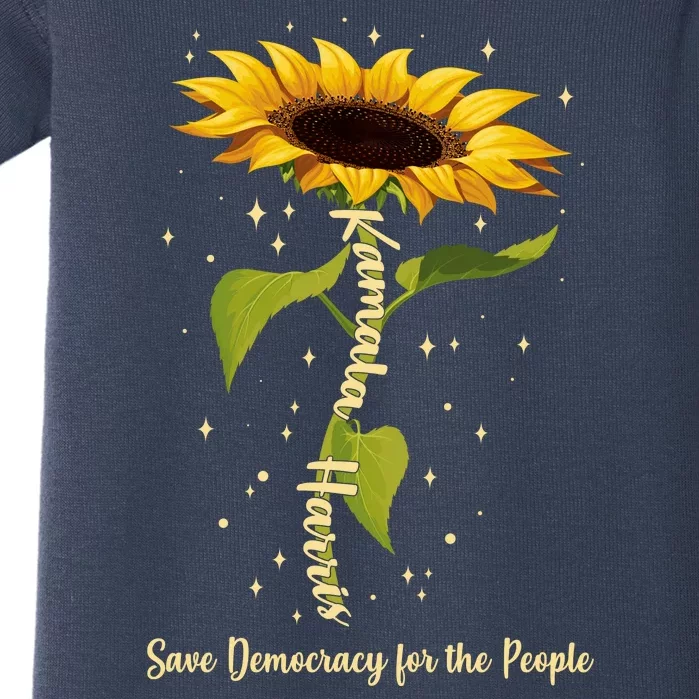 Kamala Harris Save Democracy For The People Sunflower Baby Bodysuit