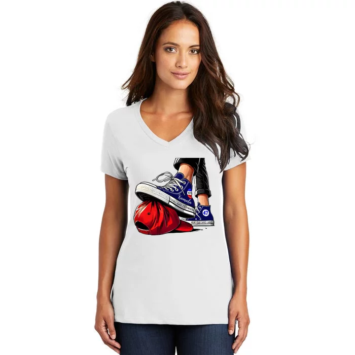 Kamala Harris Supporter There Glass Everywhere Women's V-Neck T-Shirt