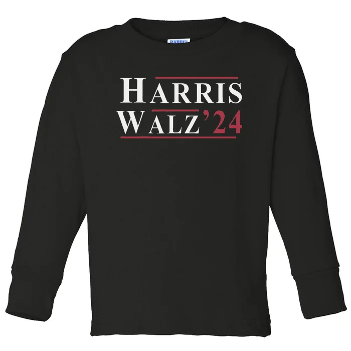 Kamala Harris Tim Walz 2024 Democrat Elections Toddler Long Sleeve Shirt