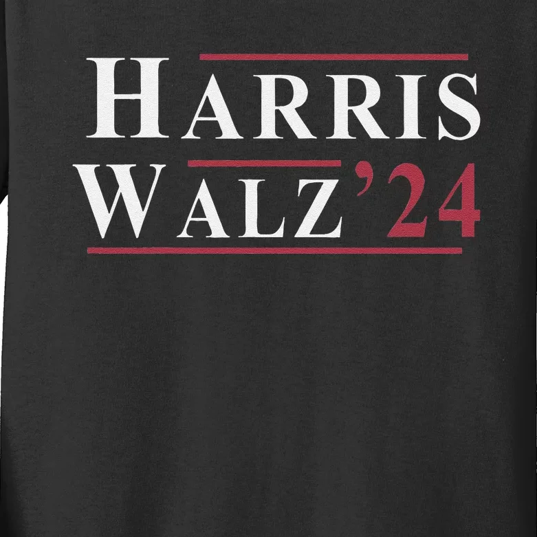 Kamala Harris Tim Walz 2024 Democrat Elections Kids Long Sleeve Shirt