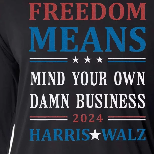 Kamala Harris Tim Walz Mind Your Own Damn Business Vintage Cooling Performance Long Sleeve Crew