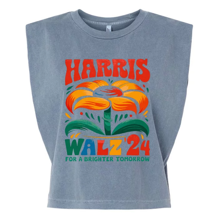 Kamala Harris Tim Walz 2024 Peace Lgbt Harris Walz Waltz Garment-Dyed Women's Muscle Tee