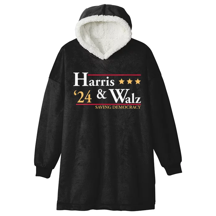 Kamala Harris Tim Walz Saving Democracy Election Campaign Hooded Wearable Blanket