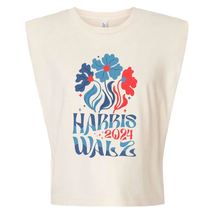 Kamala Harris Tim Walz 2024 Boho Aesthetic Harris Waltz 2024 Garment-Dyed Women's Muscle Tee