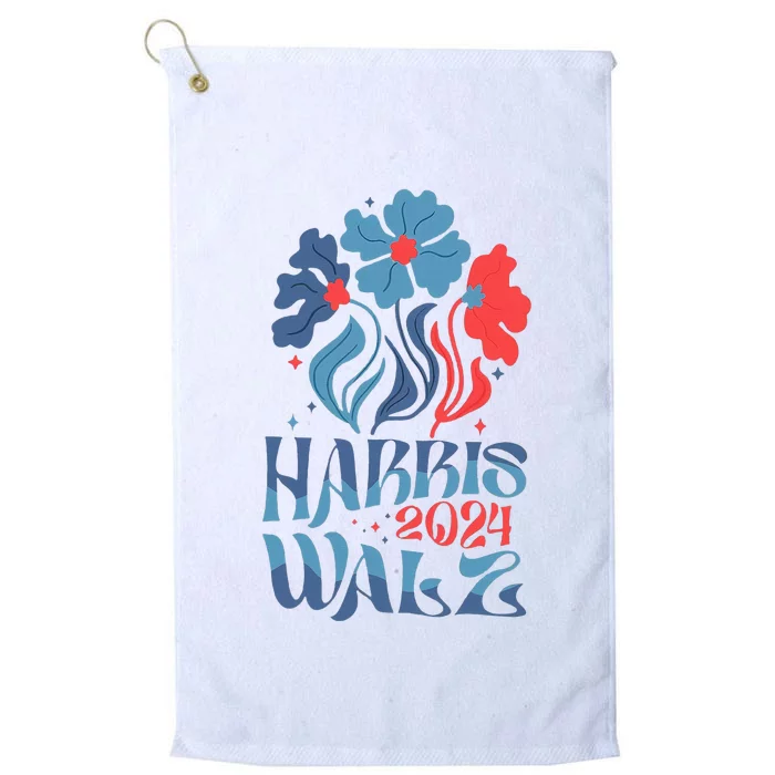 Kamala Harris Tim Walz 2024 Boho Aesthetic Harris Waltz 2024 Platinum Collection Golf Towel