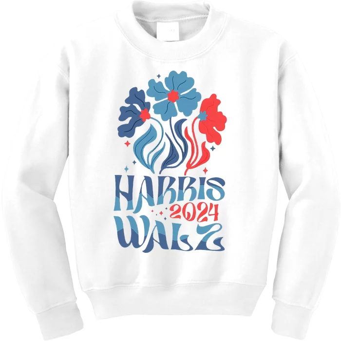 Kamala Harris Tim Walz 2024 Boho Aesthetic Harris Waltz 2024 Kids Sweatshirt