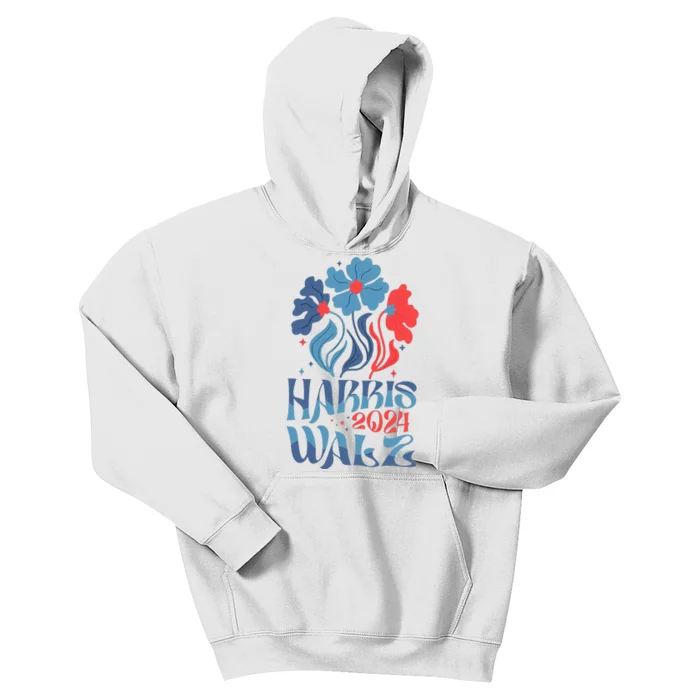 Kamala Harris Tim Walz 2024 Boho Aesthetic Harris Waltz 2024 Kids Hoodie