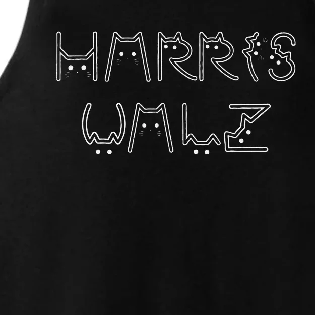 Kamala Harris Tim Walz Waltz Cat Letter Font Design 2024 Ladies Tri-Blend Wicking Tank