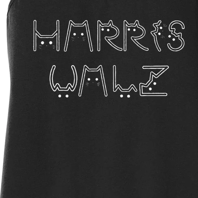 Kamala Harris Tim Walz Waltz Cat Letter Font Design 2024 Women's Racerback Tank