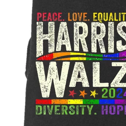 Kamala Harris Tim Walz 2024 Peace Lgbt Harris Walz Doggie 3-End Fleece Hoodie