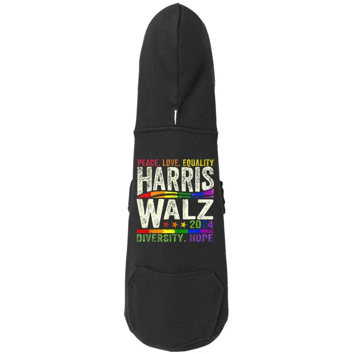 Kamala Harris Tim Walz 2024 Peace Lgbt Harris Walz Doggie 3-End Fleece Hoodie