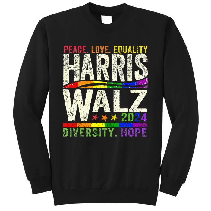 Kamala Harris Tim Walz 2024 Peace Lgbt Harris Walz Tall Sweatshirt