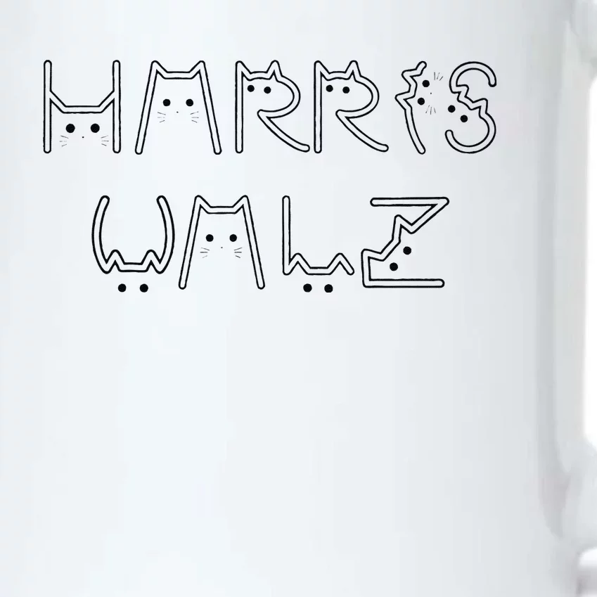 Kamala Harris Tim Walz Waltz Cat Letter Font Design 2024 Black Color Changing Mug