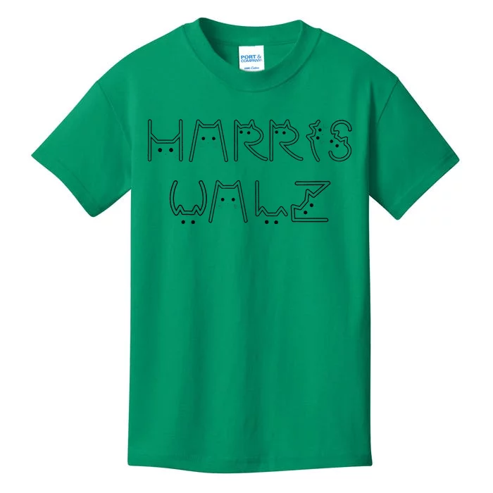 Kamala Harris Tim Walz Waltz Cat Letter Font Design 2024 Kids T-Shirt