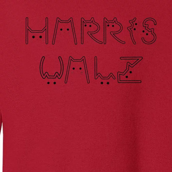 Kamala Harris Tim Walz Waltz Cat Letter Font Design 2024 Toddler Sweatshirt