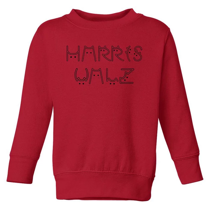 Kamala Harris Tim Walz Waltz Cat Letter Font Design 2024 Toddler Sweatshirt