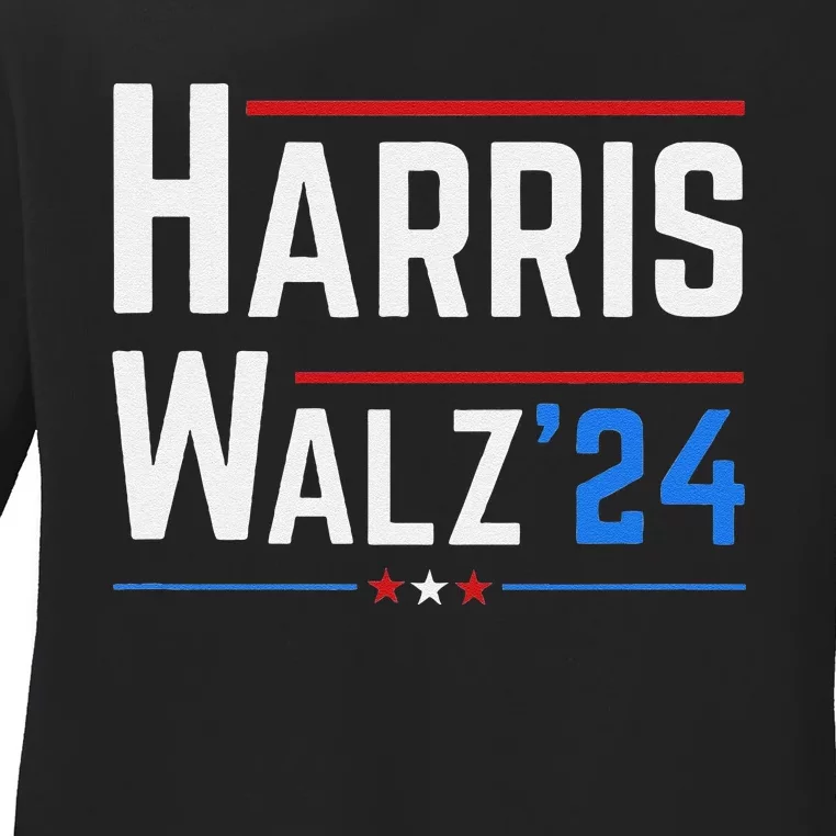 Kamala Harris Tim Walz Waltz Election 2024 Ladies Long Sleeve Shirt