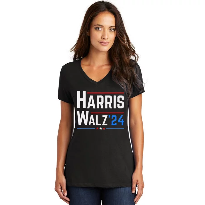 Kamala Harris Tim Walz Waltz Election 2024 Women's V-Neck T-Shirt