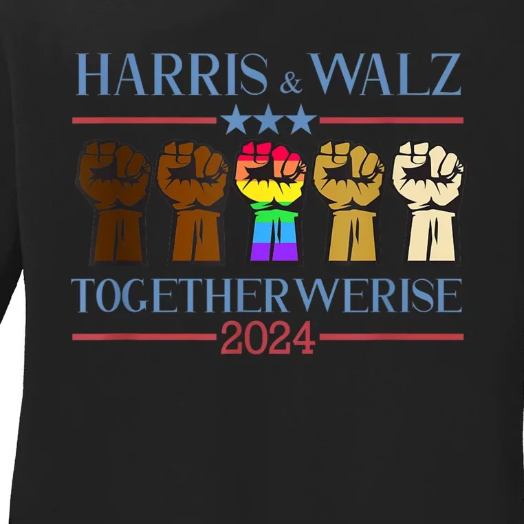 Kamala Harris Tim Walz 2024 Election Lgbt Harris Walz Waltz Ladies Long Sleeve Shirt