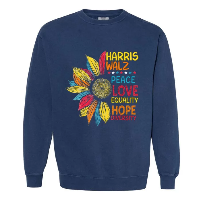 Kamala Harris Tim Walz 2024 Peace Lgbt Harris Walz Waltz Garment-Dyed Sweatshirt