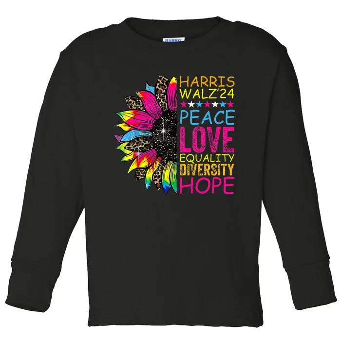 Kamala Harris Tim Walz 2024 Peace Lgbt Harris Walz Waltz Toddler Long Sleeve Shirt