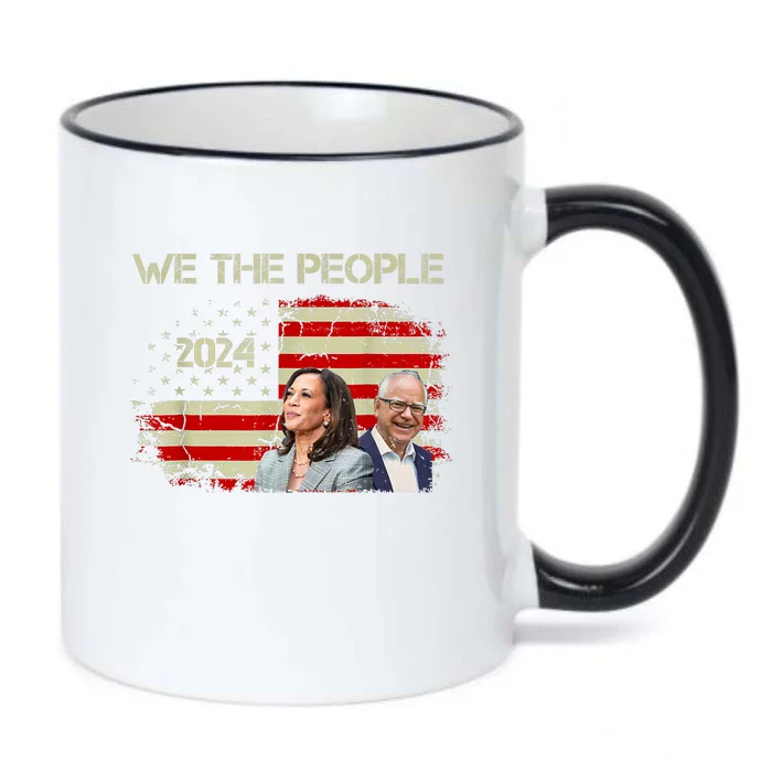 Kamala Harris Tim Waltz 2024 We The People American Flag Black Color Changing Mug