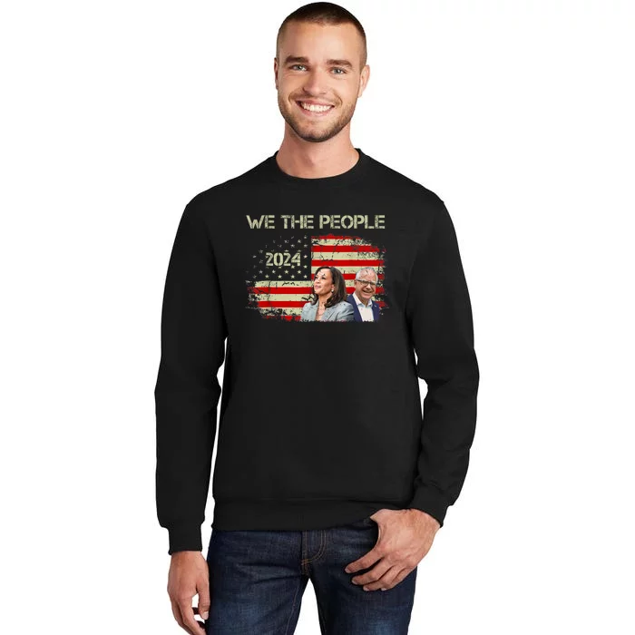 Kamala Harris Tim Waltz 2024 We The People American Flag Sweatshirt