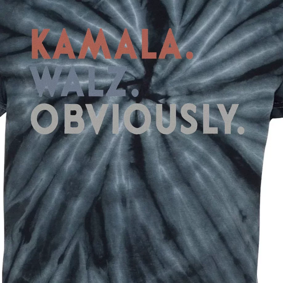 Kamala Harris Tim Walz Obviously Vote Harris Waltz 2024 Kids Tie-Dye T-Shirt