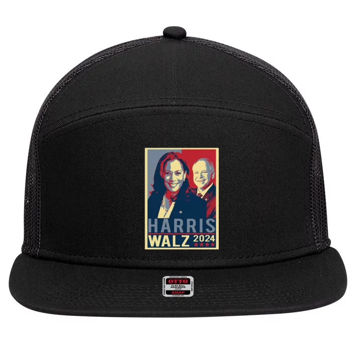 Kamala Harris Tim Waltz 2024 Harris Waltz 2024 Election 7 Panel Mesh Trucker Snapback Hat