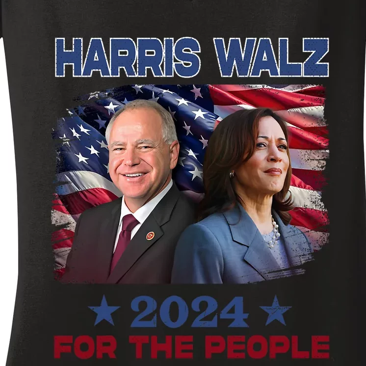 Kamala Harris Tim Walz Waltz 2024 For The People Women's V-Neck T-Shirt