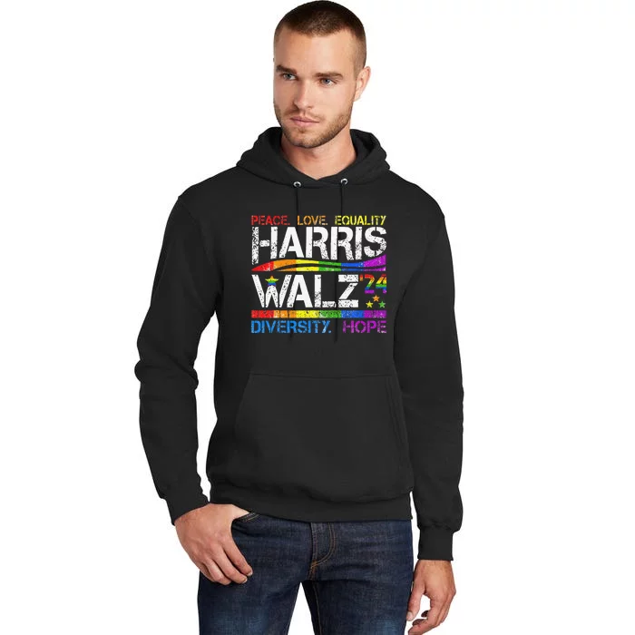 Kamala Harris Tim Walz 2024 Peace Lgbt Harris Walz Waltz Tall Hoodie