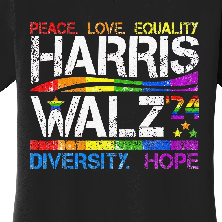 Kamala Harris Tim Walz 2024 Peace Lgbt Harris Walz Waltz Women's T-Shirt