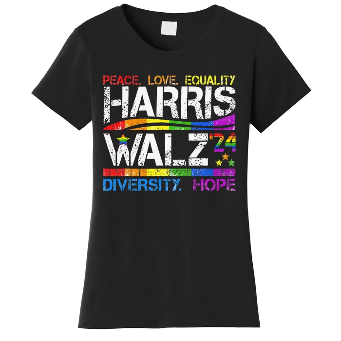 Kamala Harris Tim Walz 2024 Peace Lgbt Harris Walz Waltz Women's T-Shirt