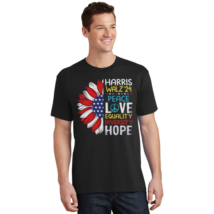 Kamala Harris Tim Walz 2024 Peace Lgbt Harris Walz Waltz T-Shirt