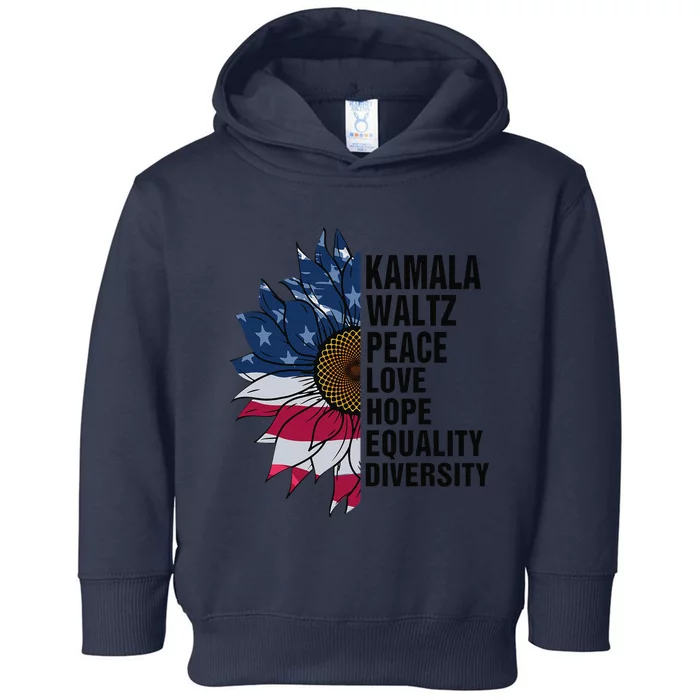 Kamala Harris Tim Walz 2024 Peace Lgbt Harris Walz Waltz Toddler Hoodie