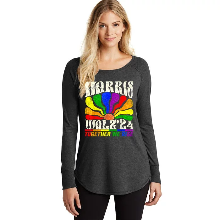 Kamala Harris Tim Walz Pride Lgbt 2024 Together We Rise Women's Perfect Tri Tunic Long Sleeve Shirt