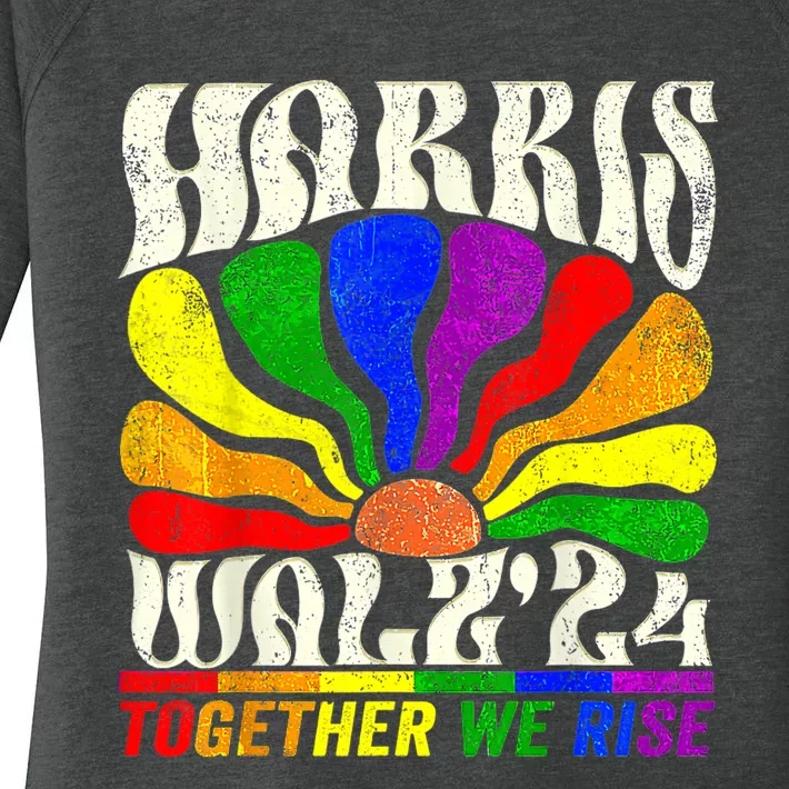 Kamala Harris Tim Walz Pride Lgbt 2024 Together We Rise Women's Perfect Tri Tunic Long Sleeve Shirt