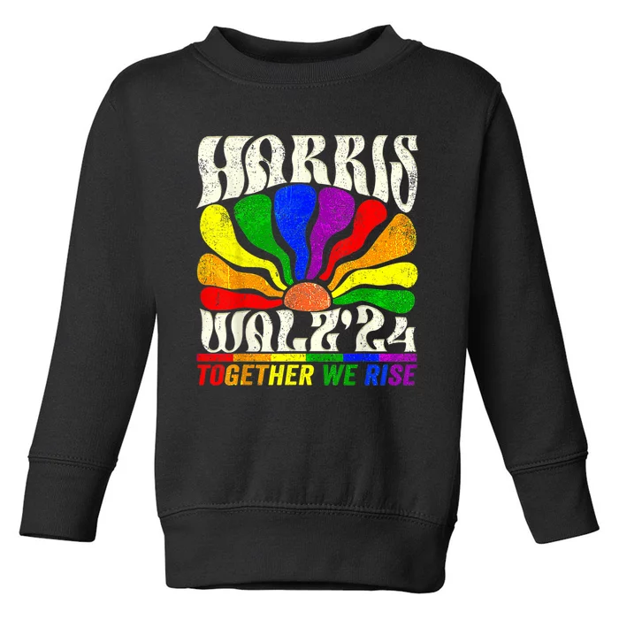 Kamala Harris Tim Walz Pride Lgbt 2024 Together We Rise Toddler Sweatshirt