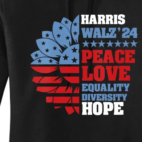 Kamala Harris Tim Walz 2024 Peace Lgbt Harris Walz Waltz Women's Pullover Hoodie