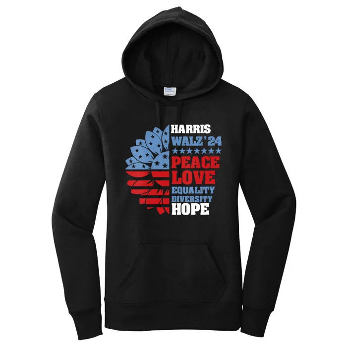 Kamala Harris Tim Walz 2024 Peace Lgbt Harris Walz Waltz Women's Pullover Hoodie