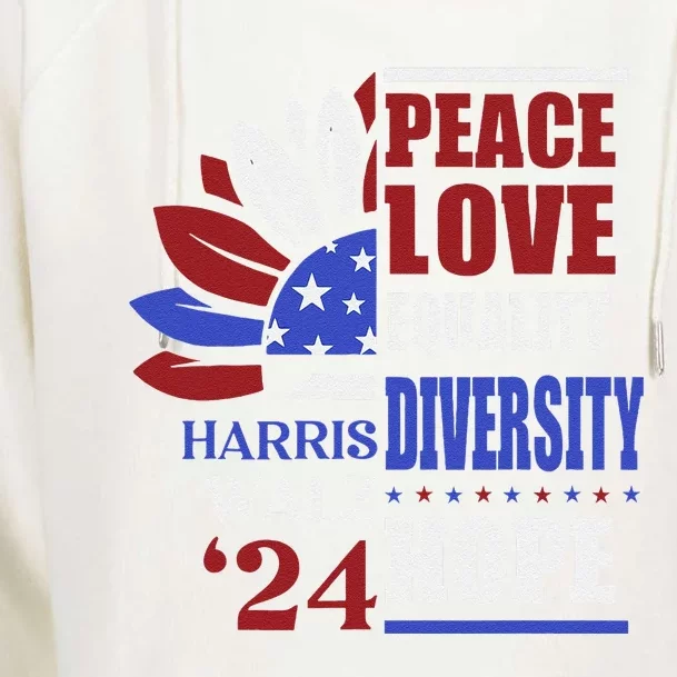 Kamala Harris Tim Walz 2024 Peace Lgbt Harris Waltz 2024 Womens Funnel Neck Pullover Hood